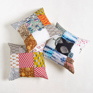 Premium Quality Organic Cotton Patchwork Cushion Cover