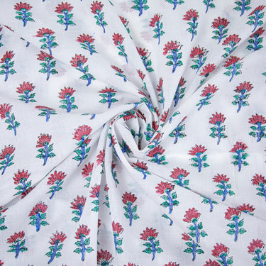 Premium Soft Floral Hand Block Printed Cotton Fabric