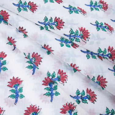 Premium Soft Floral Hand Block Printed Cotton Fabric