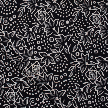Printed Cotton Hand Block Black and White Fabric