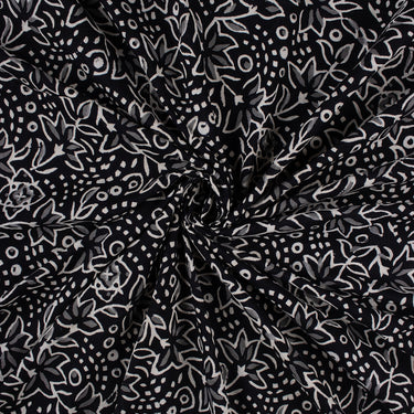 Printed Cotton Hand Block Black and White Fabric