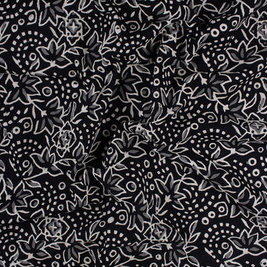 Printed Cotton Hand Block Black and White Fabric