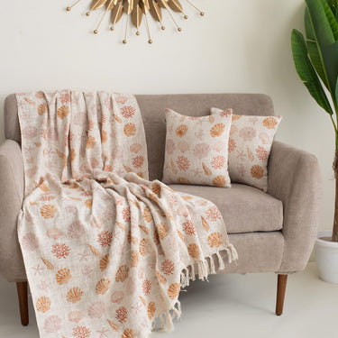 Printed Cotton Sofa Throw Blanket with 2 Cushion Covers Perfect Gifts for Women