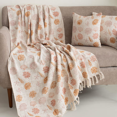 Printed Cotton Sofa Throw Blanket with 2 Cushion Covers Perfect Gifts for Women