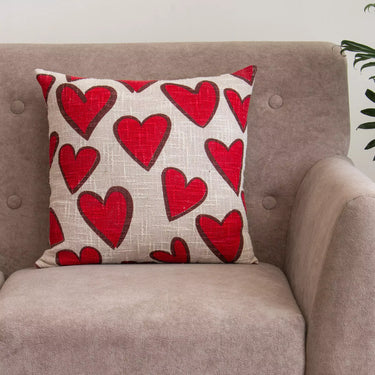 Printed Red Cotton Cushion Cover with Sofa Throw Useful Gifts