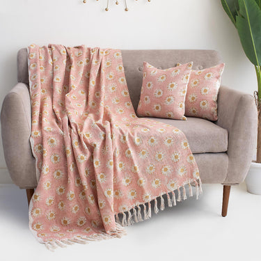 Printed Sofa Throw with Two Cushion Covers Best Gift for Her