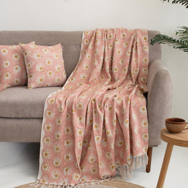 Printed Sofa Throw with Two Cushion Covers Best Gift for Her