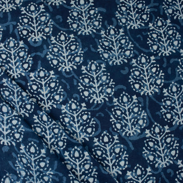 Pure Cotton Booti Floral Indigo Hand Block Print Fabric