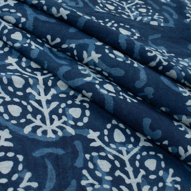 Pure Cotton Booti Floral Indigo Hand Block Print Fabric