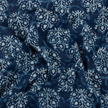 Pure Cotton Booti Floral Indigo Hand Block Print Fabric