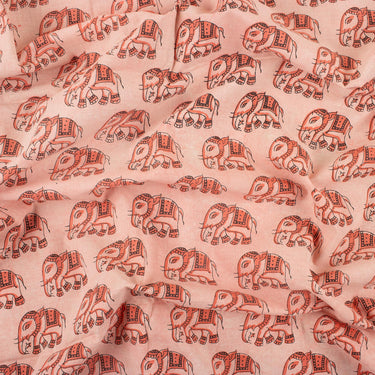 Pure Cotton Elephant Dabu Hand Block Print Fabric