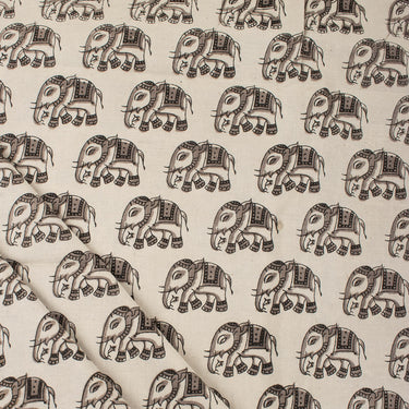 Pure Cotton Elephant Dabu Kashish Hand Block Print Fabric for Dress Material
