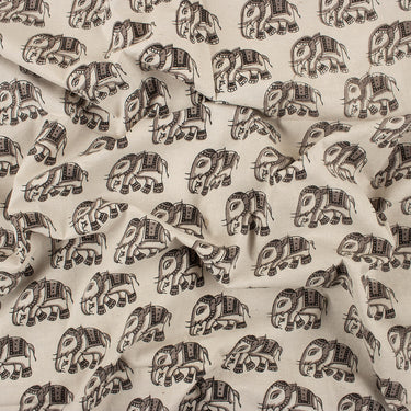 Pure Cotton Elephant Dabu Kashish Hand Block Print Fabric for Dress Material