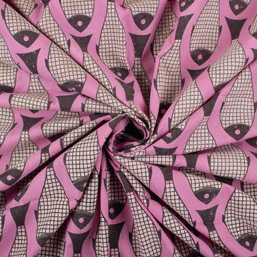 Pure Cotton Fish Kashish Dabu Hand Block Print Fabric for Home Decor