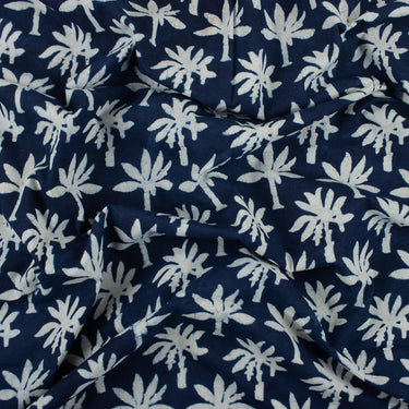 Pure Cotton Floral Indigo Hand Block Print Fabric for Suits