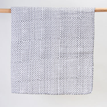 Pure Cotton Hand Block Black Star Print Kantha Baby Quilt