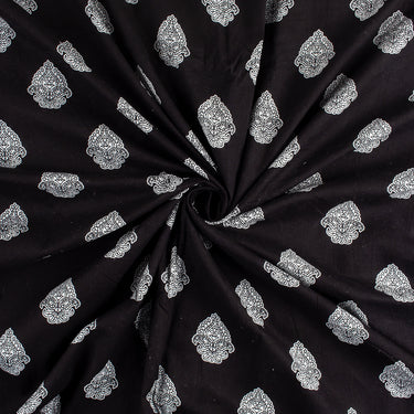 Pure Cotton Hand Block Black and White Fabric