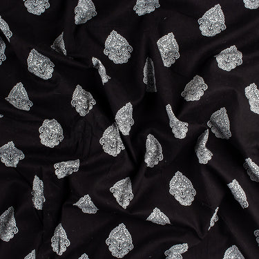 Pure Cotton Hand Block Black and White Fabric