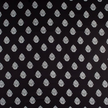 Pure Cotton Hand Block Black and White Fabric