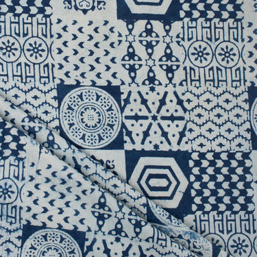 Pure Cotton Indigo Hand Block Print Fabric Online