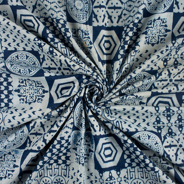 Pure Cotton Indigo Hand Block Print Fabric Online