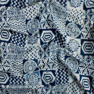 Pure Cotton Indigo Hand Block Print Fabric Online
