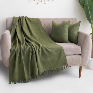 Pure Cotton Sofa Throw with Two Cushion Covers - Gift Items for New Home