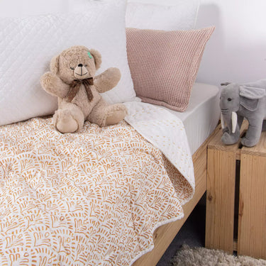 Pure Organic Cotton Floral Hand Block Print Baby Quilt Blanket