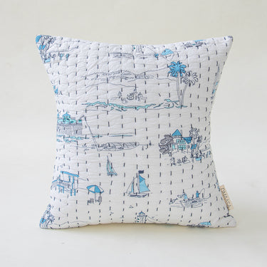 Quality Hand Block Printed Kantha Quilted Cotton Cushion Cover