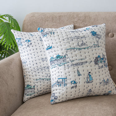 Quality Hand Block Printed Kantha Quilted Cotton Cushion Cover