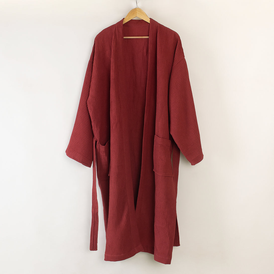 Quilty Waffle Unisex Maroon Towel Bathrobe