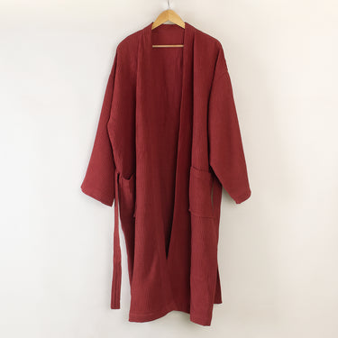 Quilty Waffle Unisex Maroon Towel Bathrobe