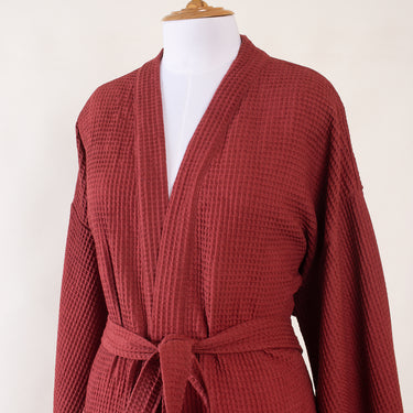 Quilty Waffle Unisex Maroon Towel Bathrobe