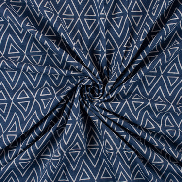 Ikat Indigo Block Print Fabric