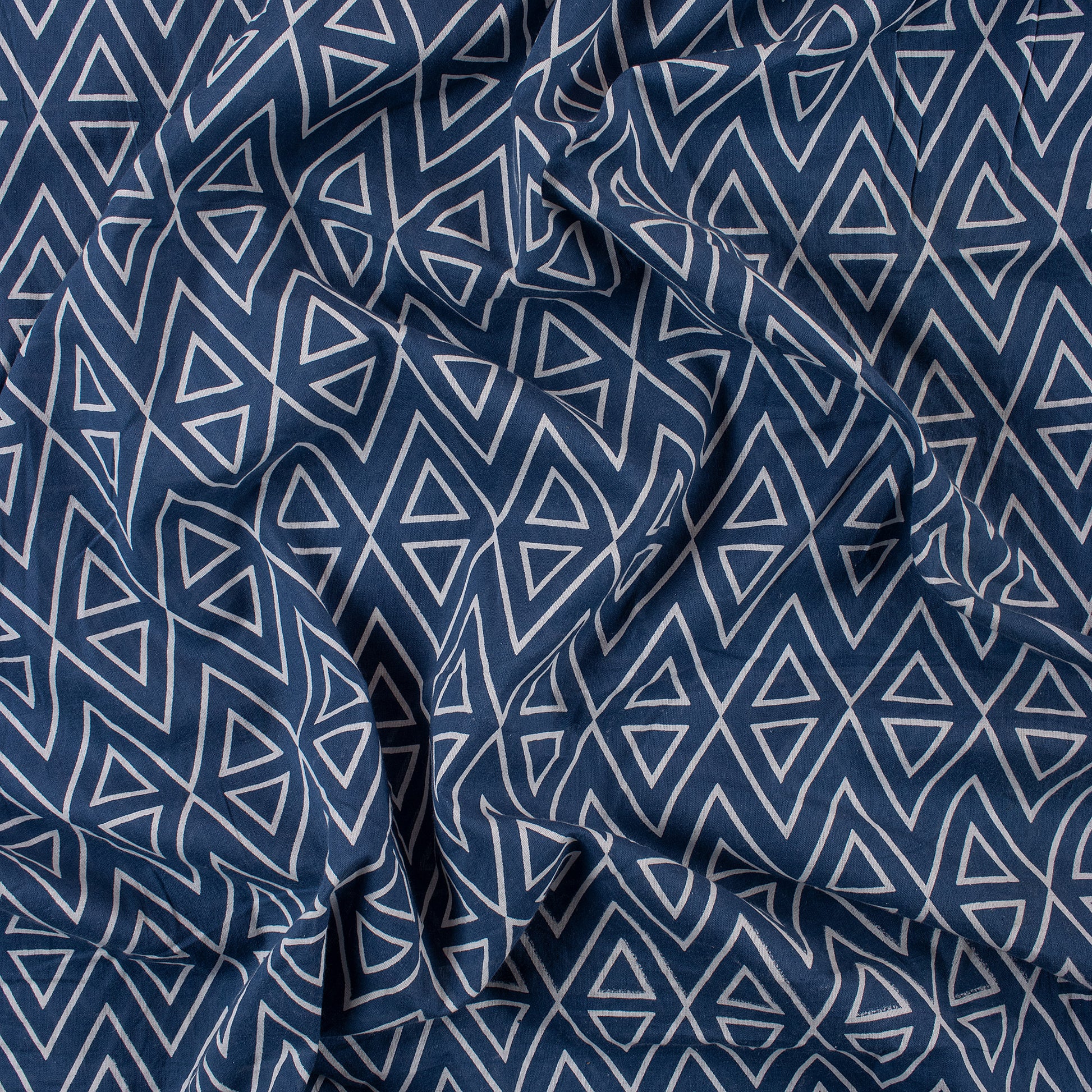 Ikat Indigo Block Print Fabric