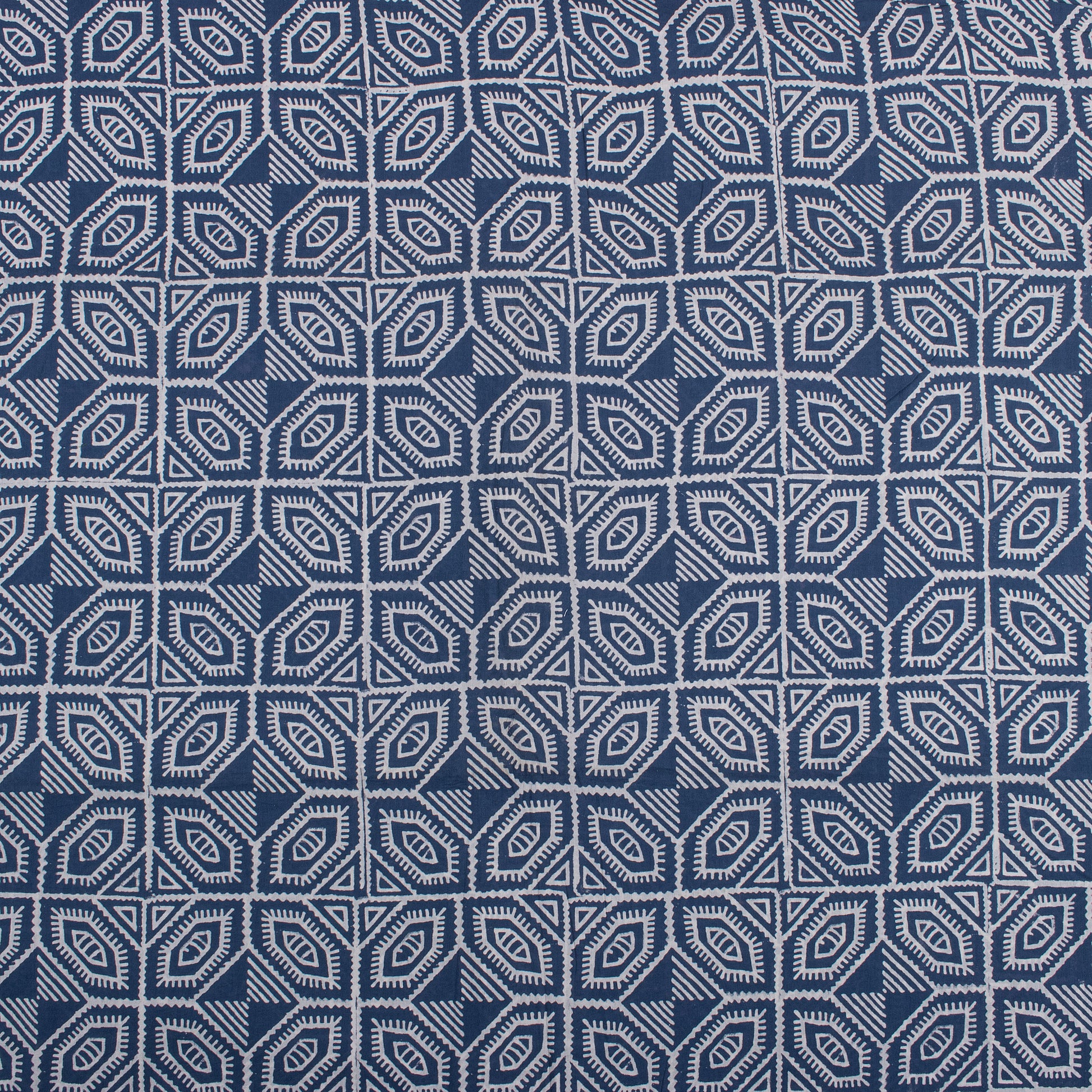 Indigo Abstract Print Discharge Pure Cotton Fabric