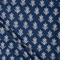 Hand Block Indigo Print Floral Cotton Fabrc