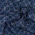 Indigo Floral Printed Discharge Cotton Fabric