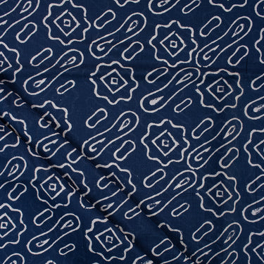 Indigo Abstract Printed Discharge Indigo Print Fabric