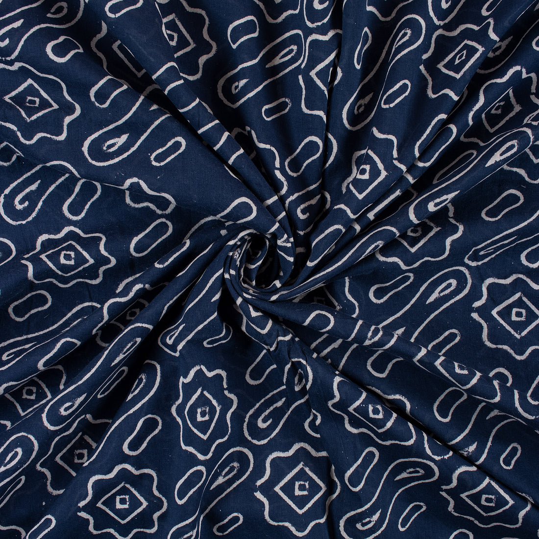 Indigo Abstract Printed Discharge Indigo Print Fabric