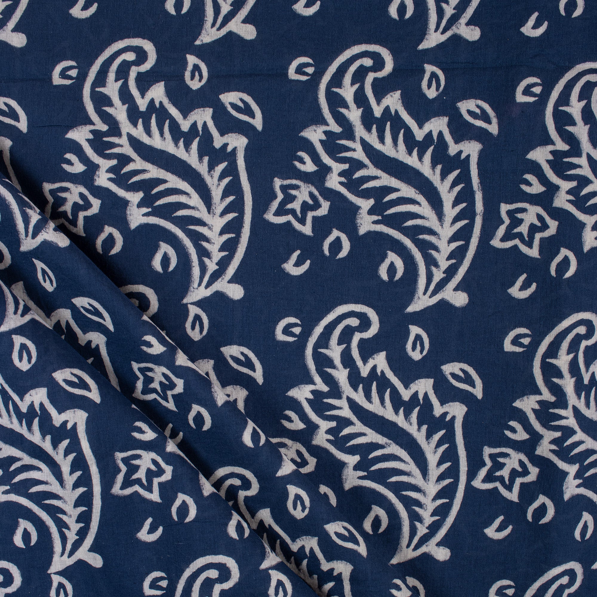 Indigo Floral Discharge Block Print Fabric