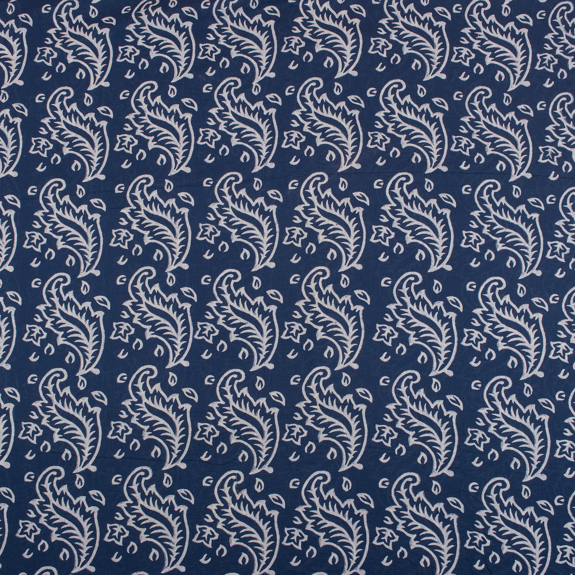 Indigo Floral Discharge Block Print Fabric