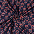 Indigo Floral Block Printed Cotton Fabric Material