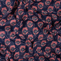 Indigo Floral Block Printed Cotton Fabric Material