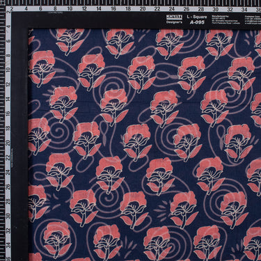 Indigo Floral Block Printed Cotton Fabric Material