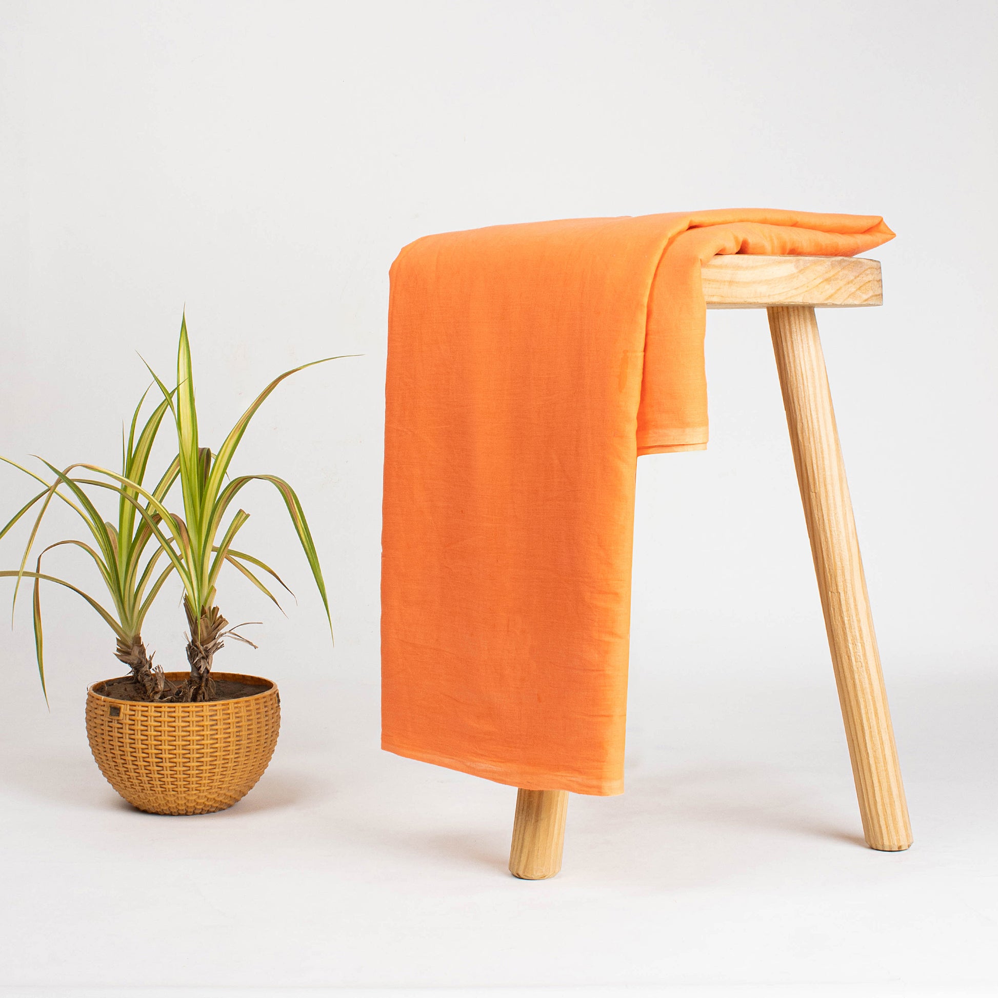 Orange Pure Cotton Plain Fabric