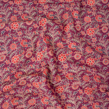 Pink Floral Hand Block Original Ajrak Print Cotton Fabric Online