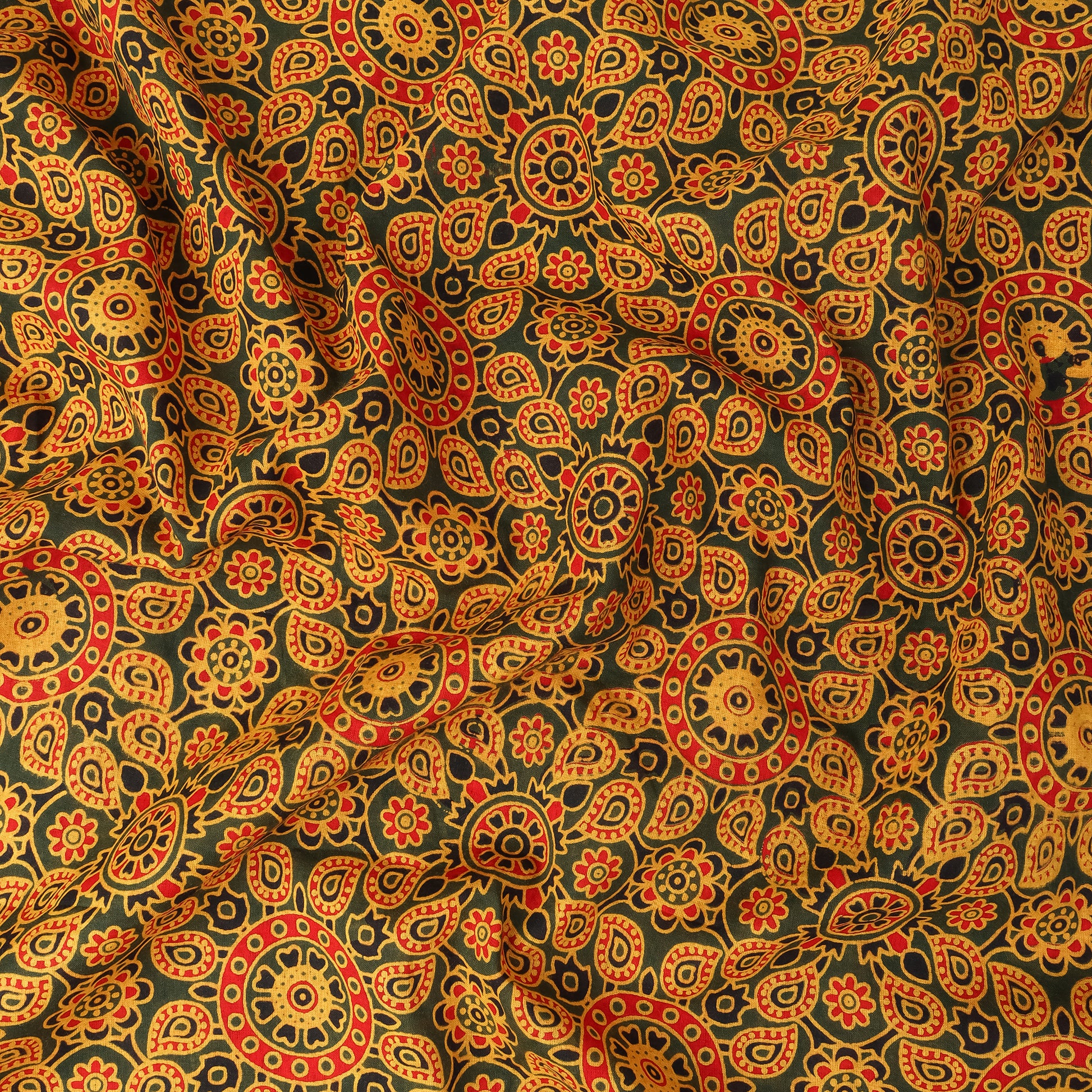 Yellow Block Rangoli Print Soft Ajrakh Dress Material Online
