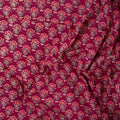 Hand Block Floral Print Maroon Cotton Ajrakh Fabric