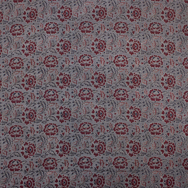 Original Ajrak Print Grey Handmade Floral Cotton Fabric Online